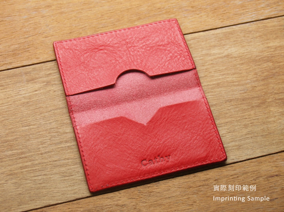 Leather Card Case - Coral Red 6枚目の画像