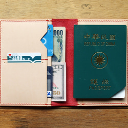 Coral Red 手工真皮護照夾/護照套 (免費刻印英文名 / 禮盒包裝) 第5張的照片
