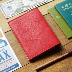 Coral Red 手工真皮護照夾/護照套 (免費刻印英文名 / 禮盒包裝) 第7張的照片