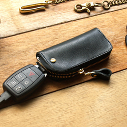 Harley Black 手工真皮鑰匙包 (免費客製刻印英文名 / 禮盒包裝) 第2張的照片