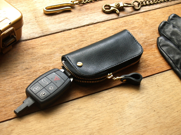 Leather Key Case - Harley Black 2枚目の画像