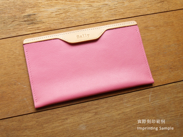 iPhone 13 mini - Peach Pink 手工真皮手機套 (免費客製刻印英文名 / 禮物包裝) 第6張的照片