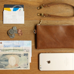 Leather Wristlet Wallet - Caramel Coffee 5枚目の画像