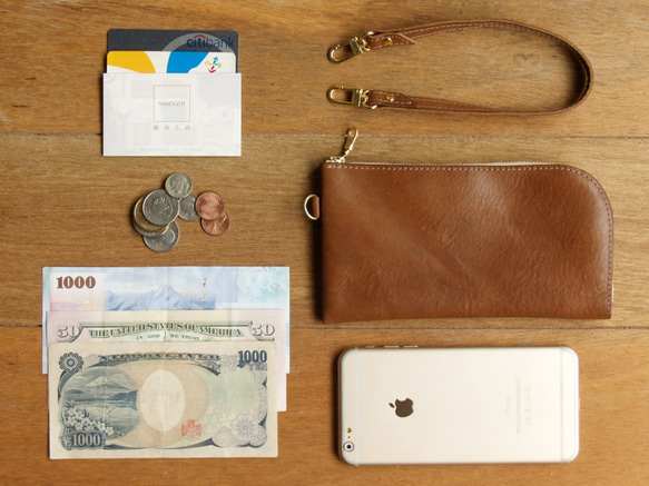 Leather Wristlet Wallet - Caramel Coffee 5枚目の画像