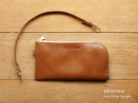 Leather Wristlet Wallet - Caramel Coffee 9枚目の画像