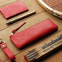 [ weekenlife ] - Leather Pen Case( Custom Name ) - Coral Red 6枚目の画像