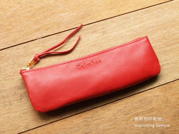 [ weekenlife ] - Leather Pen Case( Custom Name ) - Coral Red 8枚目の画像