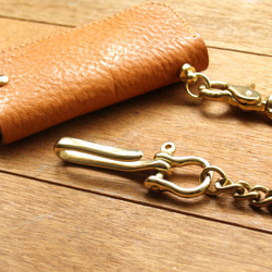 Classic Tan 黃銅褲鏈腰鍊真皮鑰匙包 (免費客製刻印英文名/禮盒包裝) 第2張的照片