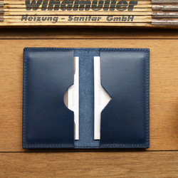 Leather Card Case ( Custom Name ) - Navy Blue 3枚目の画像