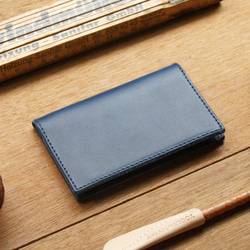 Leather Card Case ( Custom Name ) - Navy Blue 2枚目の画像