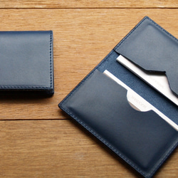 Leather Card Case ( Custom Name ) - Navy Blue 5枚目の画像