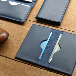 Leather Card Case ( Custom Name ) - Navy Blue 6枚目の画像