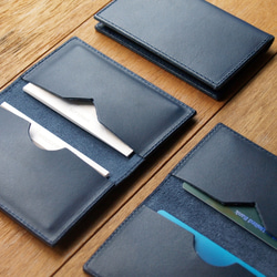 Leather Card Case ( Custom Name ) - Navy Blue 1枚目の画像