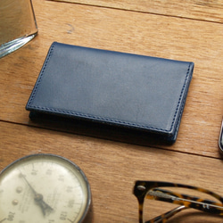 Leather Card Case ( Custom Name ) - Navy Blue 7枚目の画像