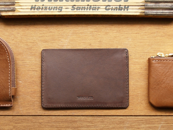 Leather Card Case ( Custom Name ) - Dark Coffee 2枚目の画像