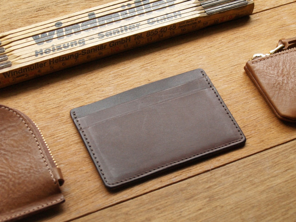 Leather Card Case ( Custom Name ) - Dark Coffee 5枚目の画像