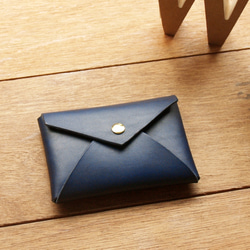 Leather Card Case / Coin Case ( Custom Name ) - Navy Blue 10枚目の画像