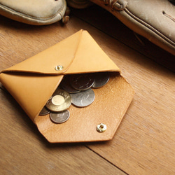 Leather Card Case / Coin Case ( Custom Name ) - Classic Tan 5枚目の画像