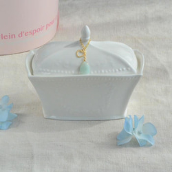 サムシングブルー　アジサイとチュールリボンのリングピロー 3枚目の画像