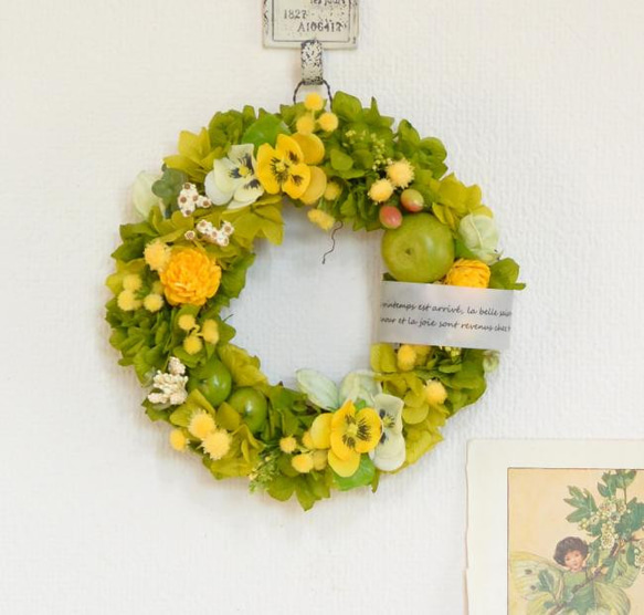 プランタン（ミモザとパンジーのリース） 1枚目の画像