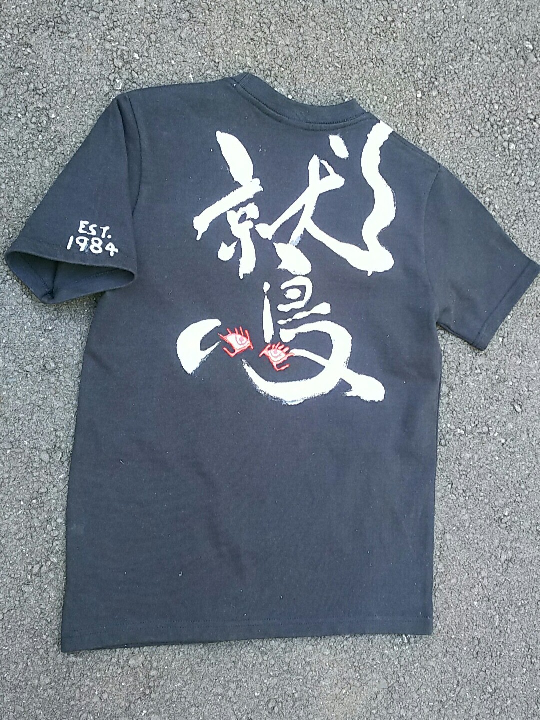 モテT 竹《No.1闘鷲》上等10.2ozルーン文字 表参道製ラバー塗装ポケTシャツ ハーレー ハンドメイド