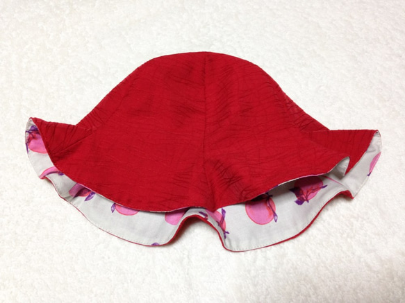 兒童鬱金香帽子紅色水果×模式 第7張的照片