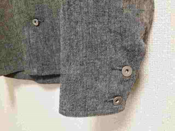 【メンズ】ヘチマ衿のリネンワッシャージャケット　ダークグレー 2枚目の画像
