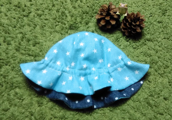 嬰兒鬱金香帽子星級×圓點 第1張的照片