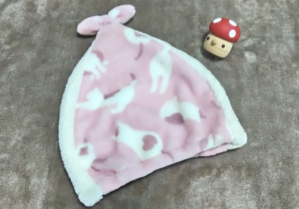 毛巾帽貓圖案粉紅色 第1張的照片