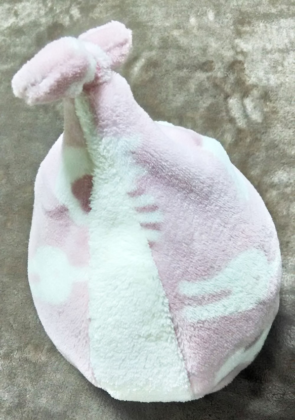 毛巾帽貓圖案粉紅色 第4張的照片