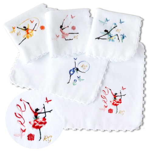 2枚組】新体操 妖精シリーズ 手具シリーズ タオル ハンカチ 全5柄