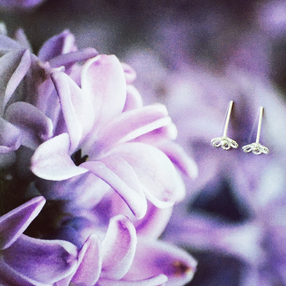 [925純銀製の花エレガントな美しい花の耳鍼] 5枚目の画像