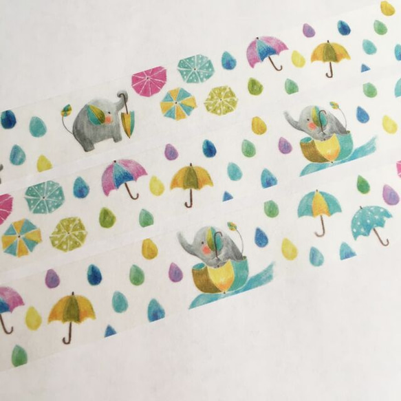 雨ふりぞうさんなマスキングテープ 2枚目の画像