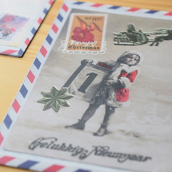 【再販】クリスマスカード５枚セット　⁂エアメールコラージュ編 3枚目の画像