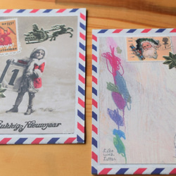【再販】クリスマスカード５枚セット　⁂エアメールコラージュ編 6枚目の画像