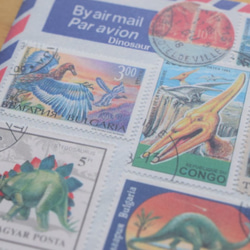 恐竜❶　切手コラージュ　ポストカード　３枚セット 8枚目の画像