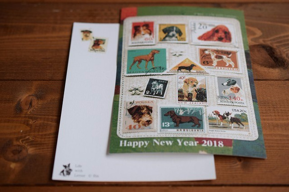 年賀状３枚セット⁂New Year's Card 2018(Green) 4枚目の画像