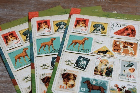 犬のメッセージカード（Green）３枚セット（再） 2枚目の画像