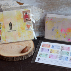 小さなレターセット＊古切手のコラージュ 1枚目の画像