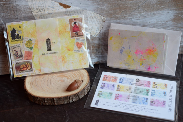 小さなレターセット＊古切手のコラージュ 1枚目の画像