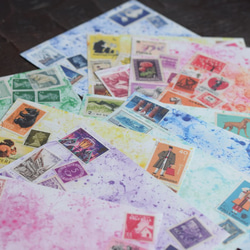 小さなレターセット＊古切手のコラージュ 2枚目の画像