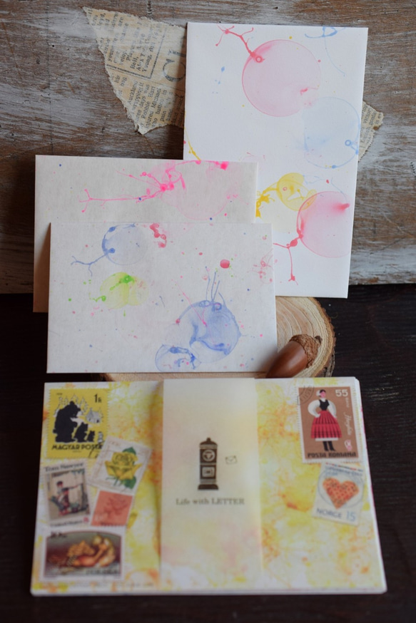 小さなレターセット＊古切手のコラージュ 3枚目の画像