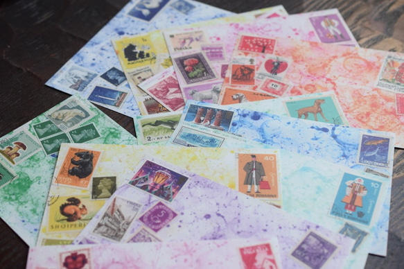 小さなレターセット＊古切手のコラージュ 6枚目の画像