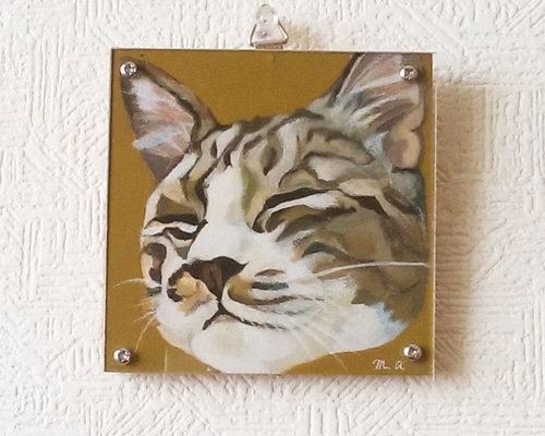 まる子』 宇宙の目を持つ猫の油絵