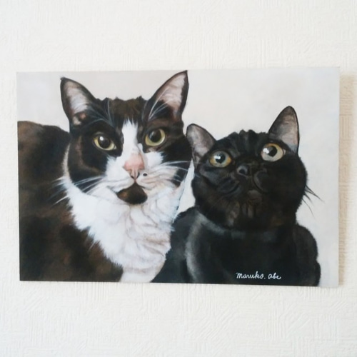 「ウメとタロー」猫イラスト（原画） ウメとタロー」猫イラスト（原画）