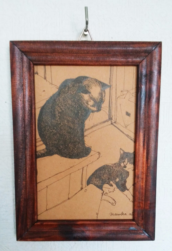 猫の階段（ペン画） 1枚目の画像