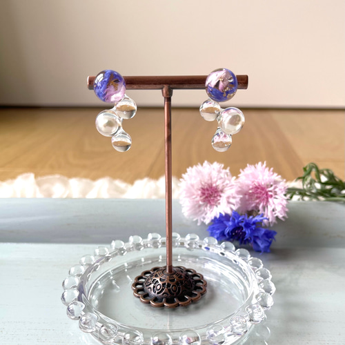朝露のしずく♡ドライフラワーのピアス／イヤリング ピアス（スタッド  