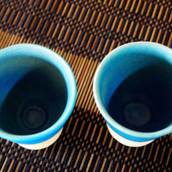 ターコイズブルーのカップ 2個セット 3枚目の画像