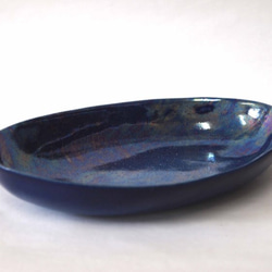 青いパールの楕円皿 1枚目の画像