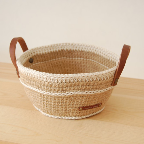 麻ひもバスケット タライ フリーボックス・小物入れ craft工房